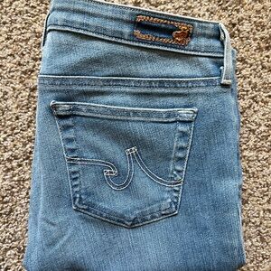 Ag Adriano Goldschmied Blue Skinny Jeans with Faded Denim